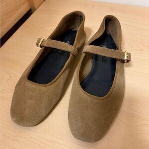 Brown Suede Mary Jane Flats